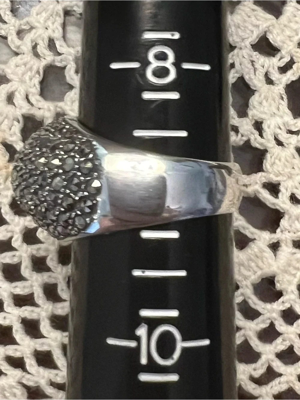 Marcasite Domed Silver Statement Ring Size 8.75 #659